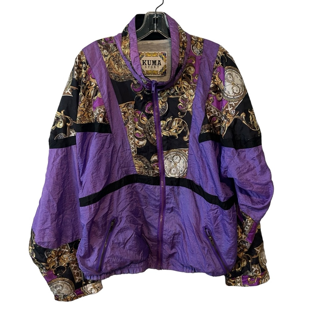 Kuma Sport Women's‎ Vintage 80's Purple Clock Windbreaker Jacket in Size M